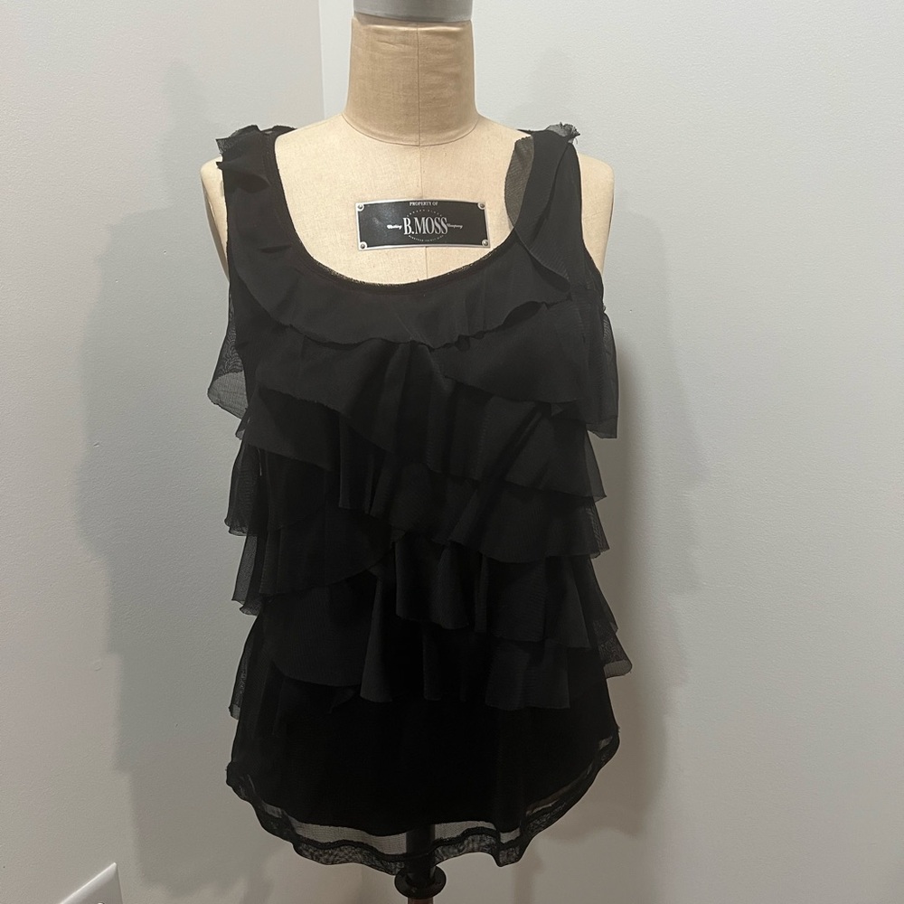 Black Layered Ruffle Blouse